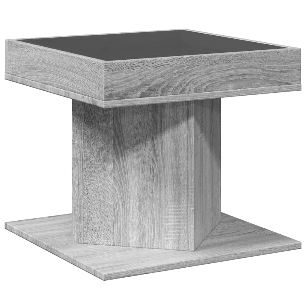 Table basse avec LED sonoma gris 50x50x45 cm bois d’ingénierie - Tables basses