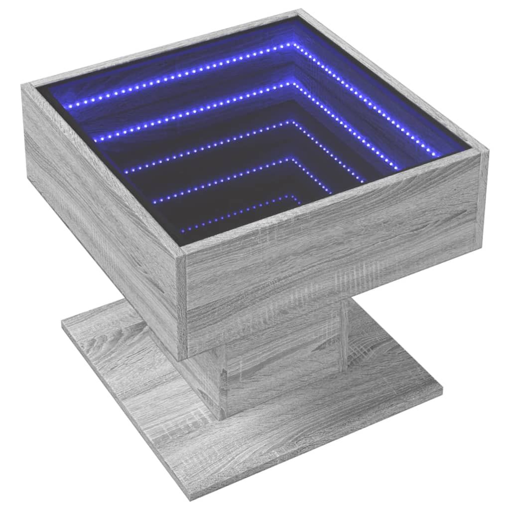 Table basse avec LED sonoma gris 50x50x45 cm bois d’ingénierie - Tables basses