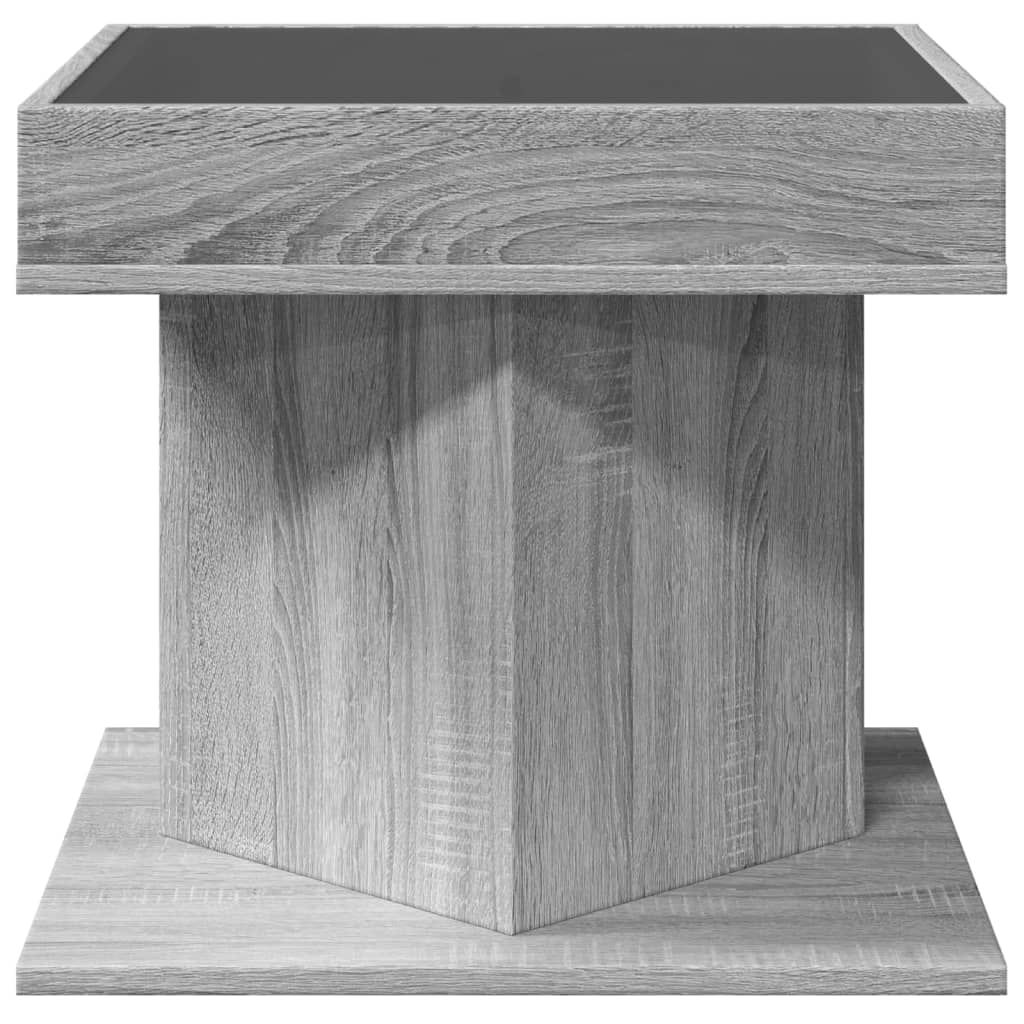 Table basse avec LED sonoma gris 50x50x45 cm bois d’ingénierie - Tables basses