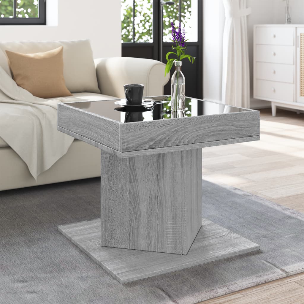 Table basse avec LED sonoma gris 50x50x45 cm bois d’ingénierie - Tables basses