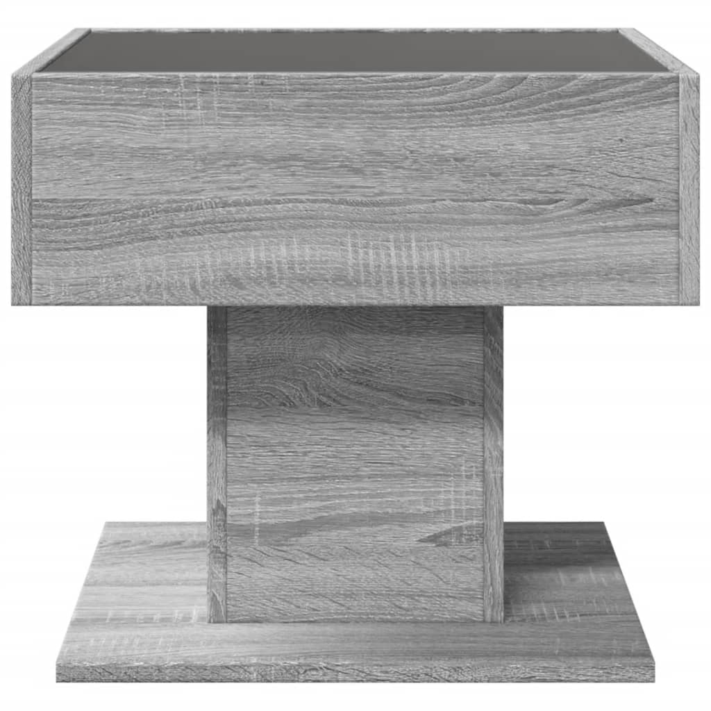 Table basse avec LED sonoma gris 50x50x45 cm bois d’ingénierie - Tables basses