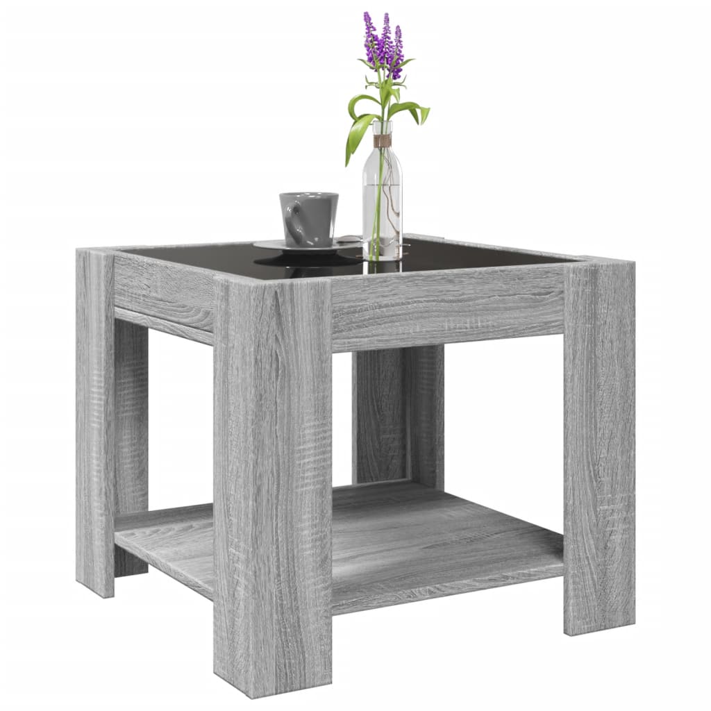Table basse avec LED sonoma gris 53x53x45 cm bois d’ingénierie - Tables basses