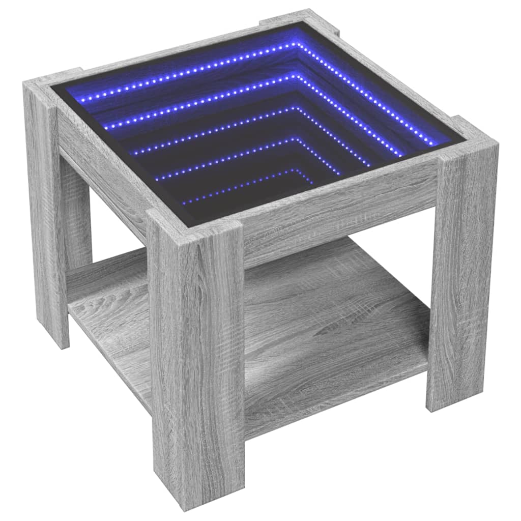 Table basse avec LED sonoma gris 53x53x45 cm bois d’ingénierie - Tables basses
