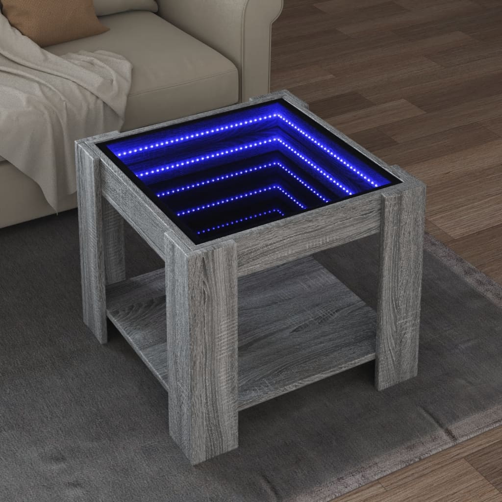 Table basse avec LED sonoma gris 53x53x45 cm bois d’ingénierie - Tables basses