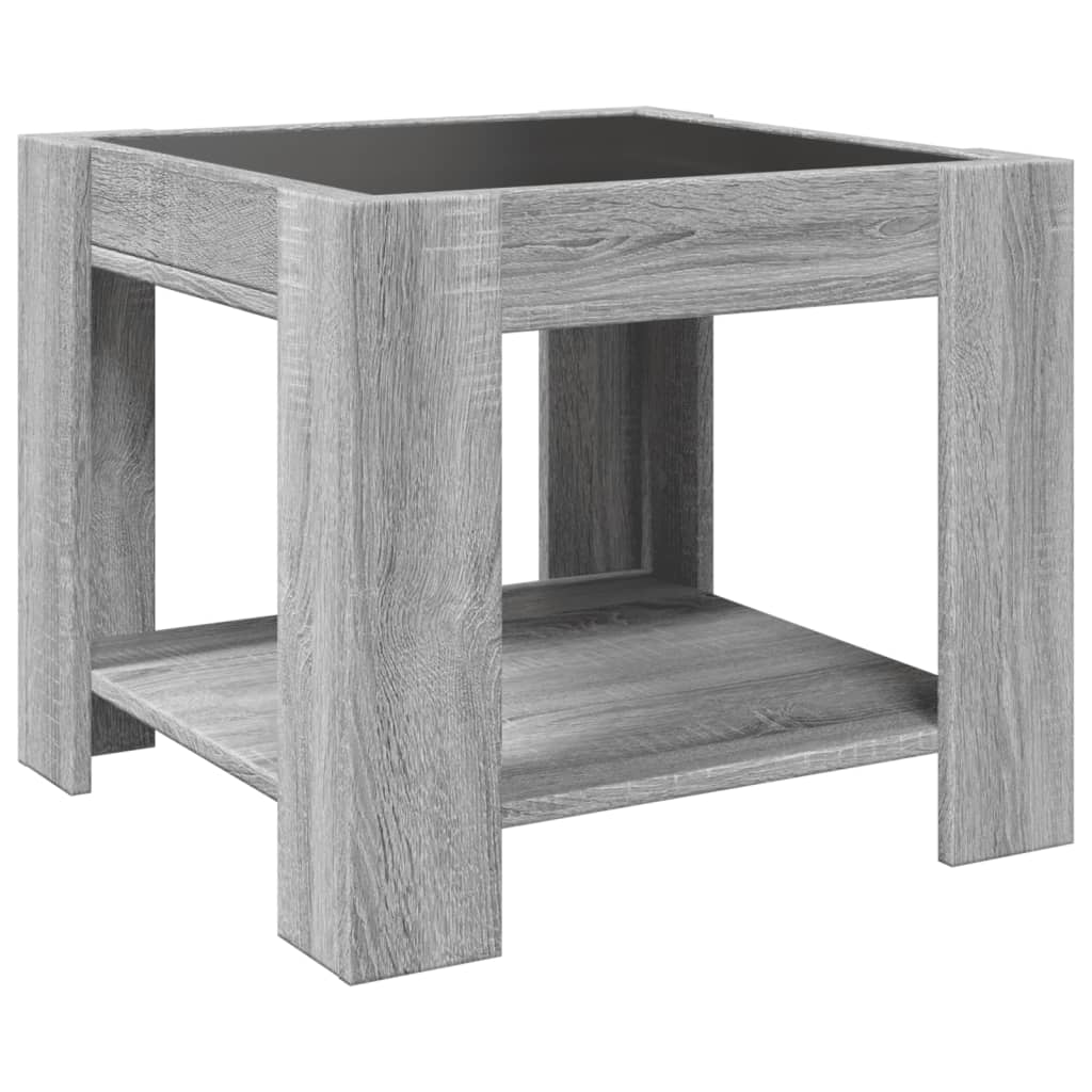 Table basse avec LED sonoma gris 53x53x45 cm bois d’ingénierie - Tables basses