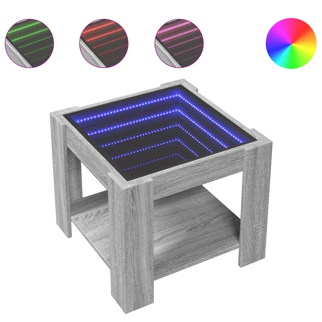 Table basse avec LED sonoma gris 53x53x45 cm bois d’ingénierie - Tables basses