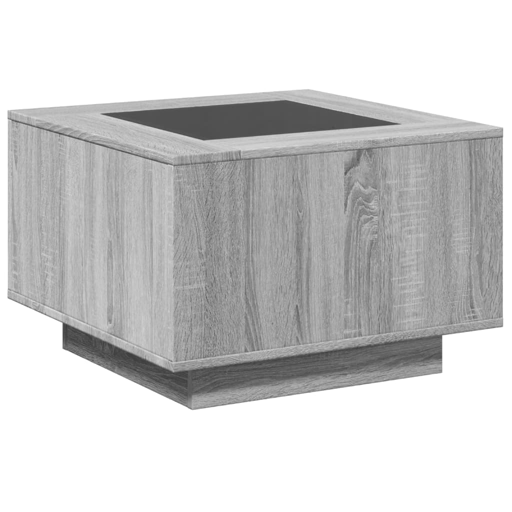 Table basse avec LED sonoma gris 60x60x40 cm bois d’ingénierie - Tables basses