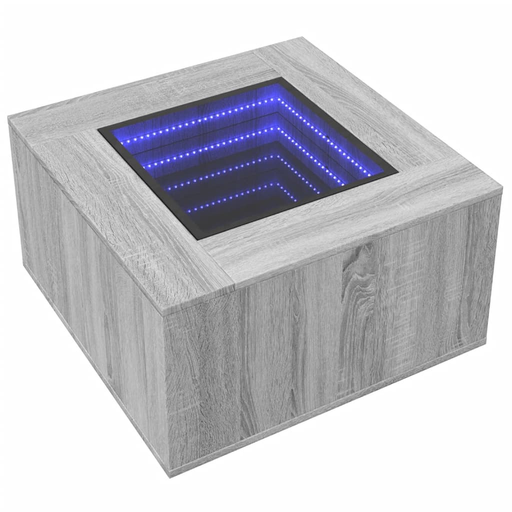 Table basse avec LED sonoma gris 60x60x40 cm bois d’ingénierie - Tables basses