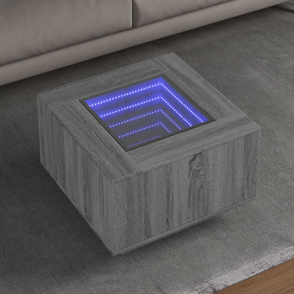 Table basse avec LED sonoma gris 60x60x40 cm bois d’ingénierie - Tables basses
