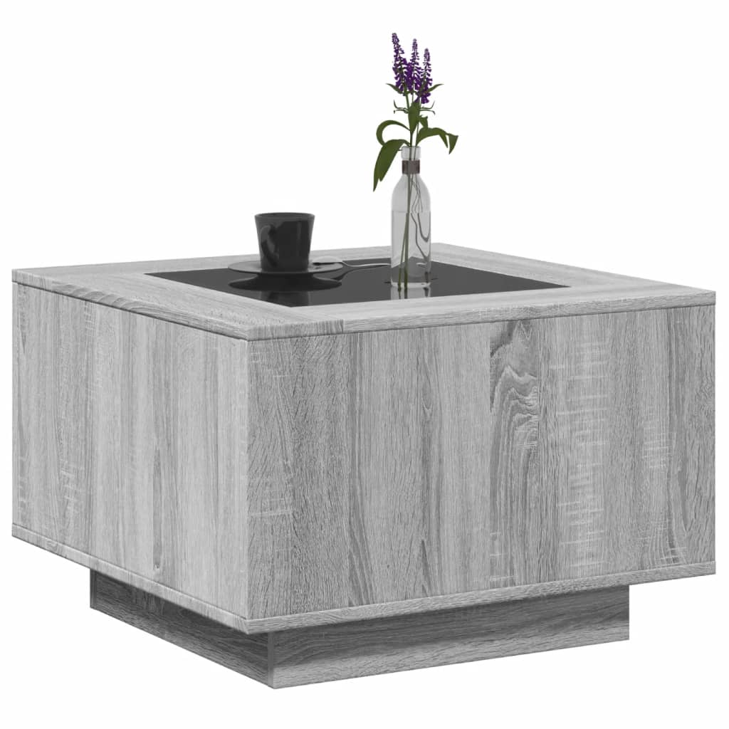 Table basse avec LED sonoma gris 60x60x40 cm bois d’ingénierie - Tables basses