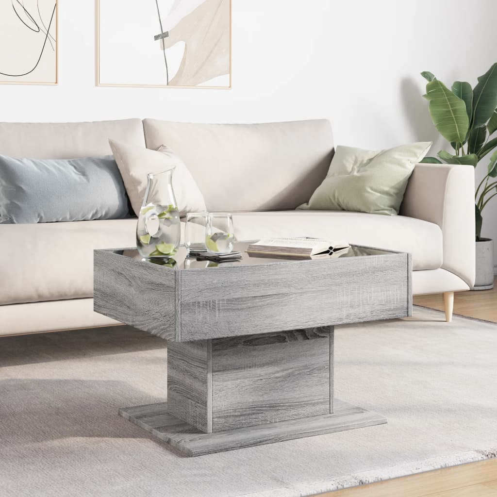 Table basse avec LED sonoma gris 70x50x45 cm bois d’ingénierie - Tables basses