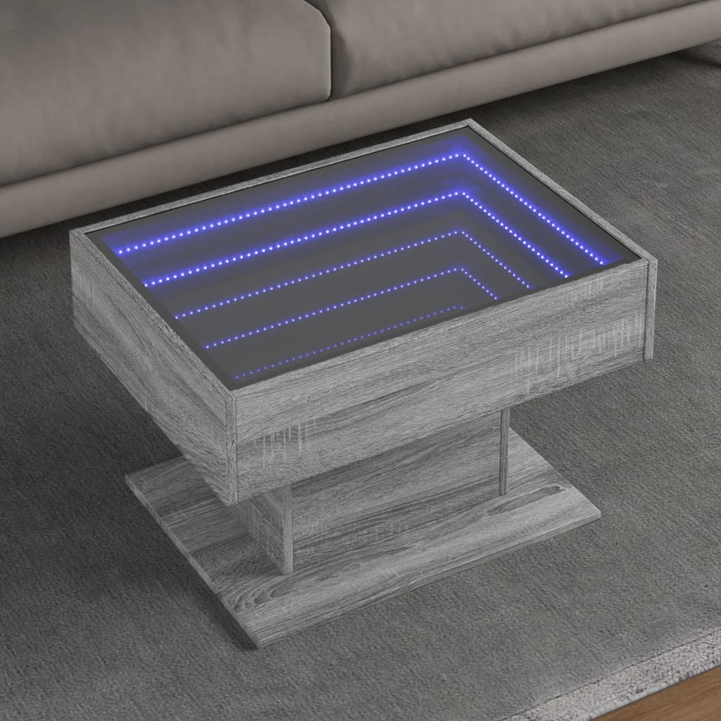 Table basse avec LED sonoma gris 70x50x45 cm bois d’ingénierie - Tables basses