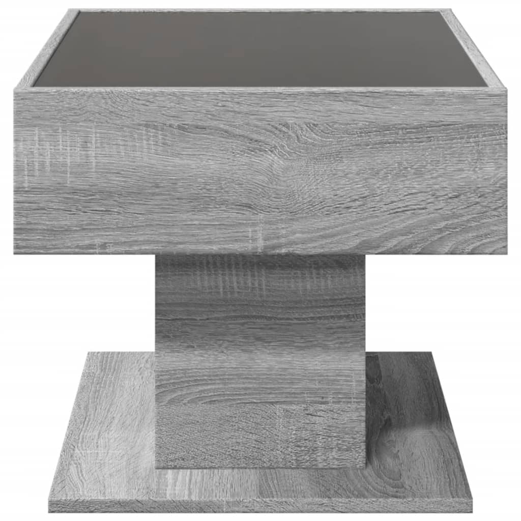 Table basse avec LED sonoma gris 70x50x45 cm bois d’ingénierie - Tables basses