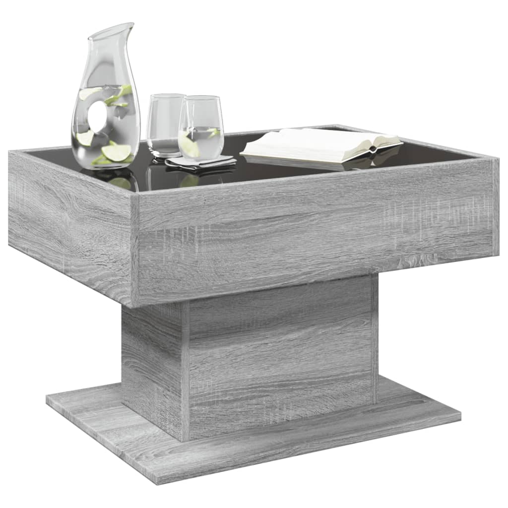 Table basse avec LED sonoma gris 70x50x45 cm bois d’ingénierie - Tables basses