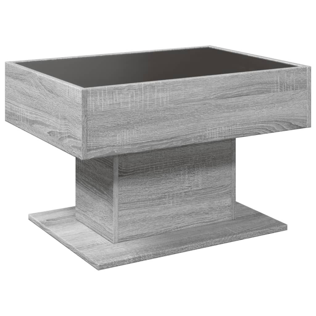 Table basse avec LED sonoma gris 70x50x45 cm bois d’ingénierie - Tables basses