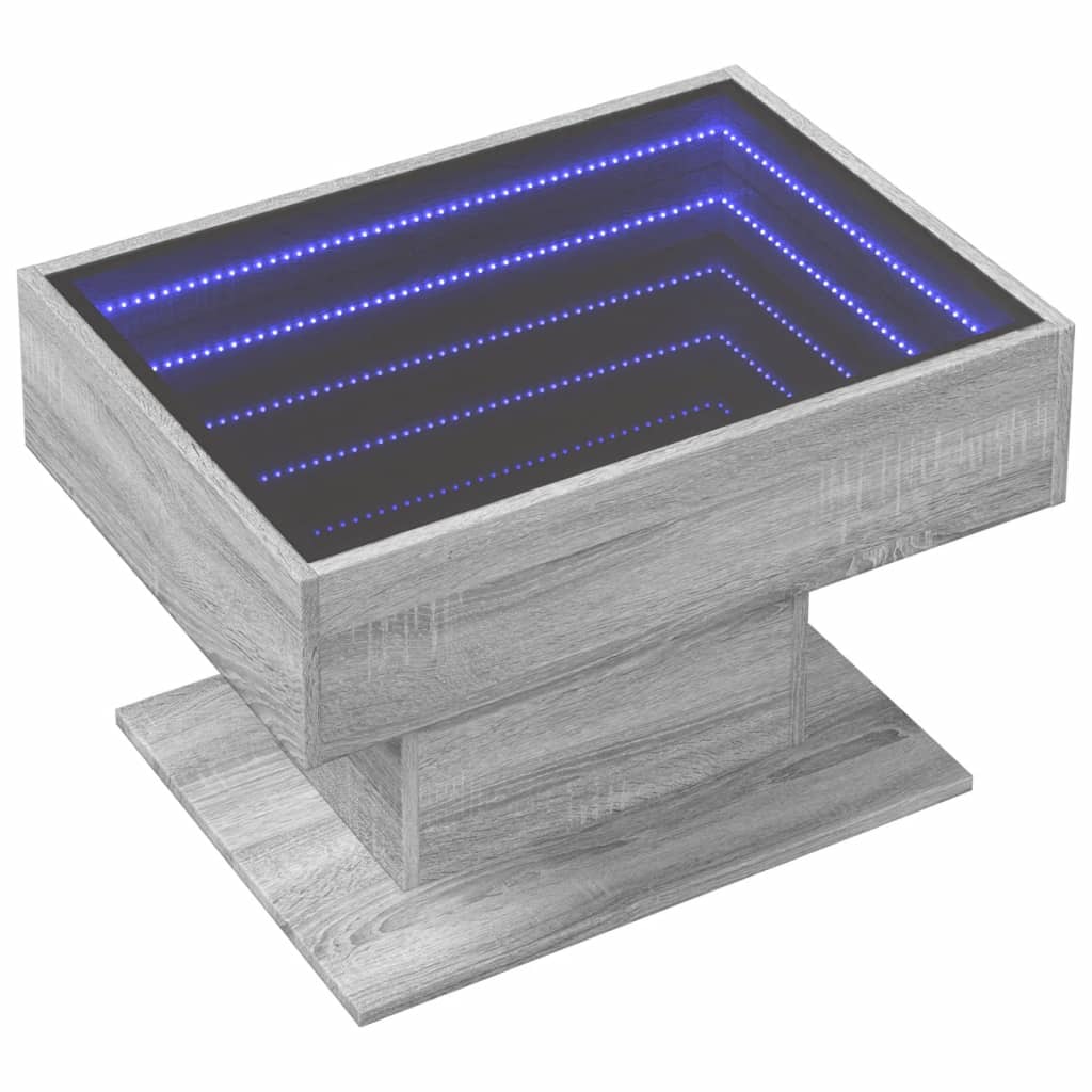 Table basse avec LED sonoma gris 70x50x45 cm bois d’ingénierie - Tables basses