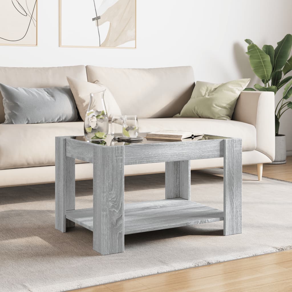 Table basse avec LED sonoma gris 73x53x45 cm bois d’ingénierie - Tables basses
