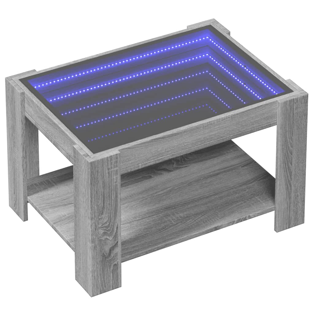 Table basse avec LED sonoma gris 73x53x45 cm bois d’ingénierie - Tables basses