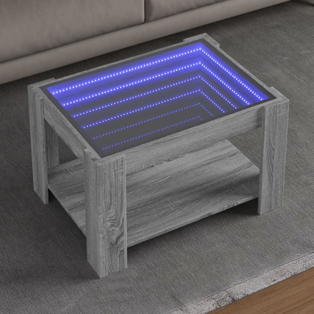 Table basse avec LED sonoma gris 73x53x45 cm bois d’ingénierie - Tables basses