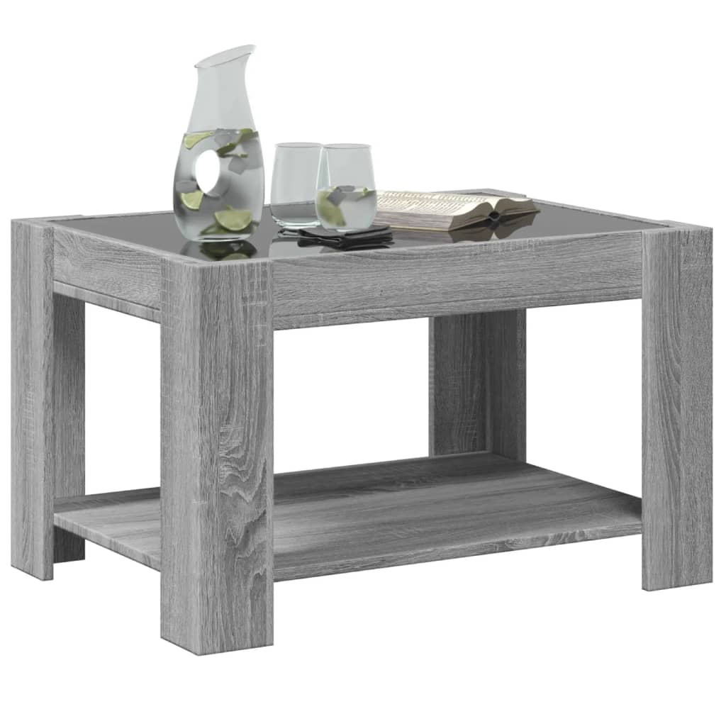 Table basse avec LED sonoma gris 73x53x45 cm bois d’ingénierie - Tables basses