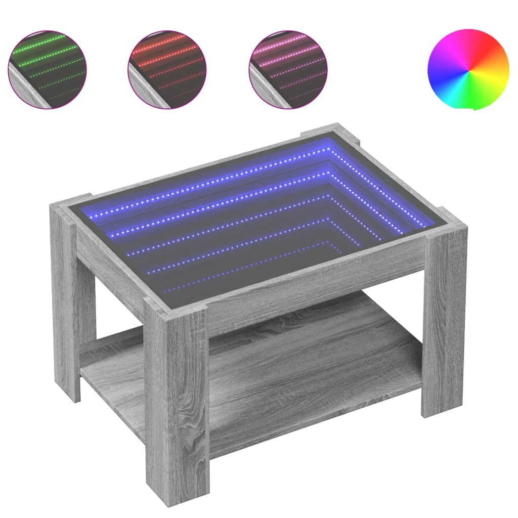 Table basse avec LED sonoma gris 73x53x45 cm bois d’ingénierie - Tables basses