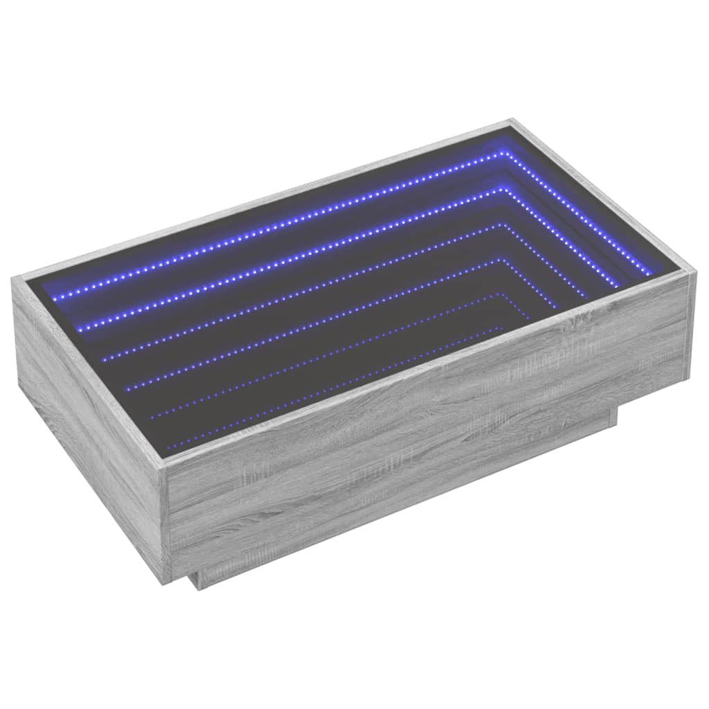 Table basse avec LED sonoma gris 90x50x30 cm bois d’ingénierie - Tables basses