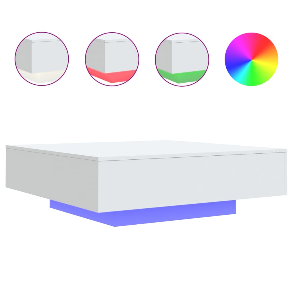 Table basse avec lumières LED blanc 100x100x31 cm - Tables basses