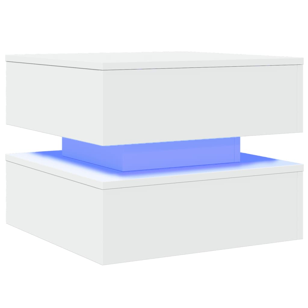 Table basse avec lumières LED blanc 50x50x40 cm - Tables basses