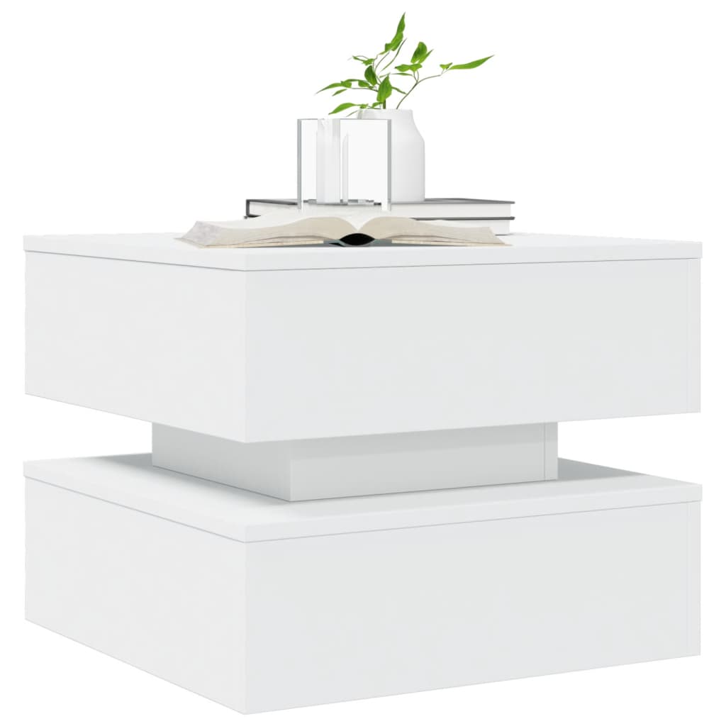 Table basse avec lumières LED blanc 50x50x40 cm - Tables basses