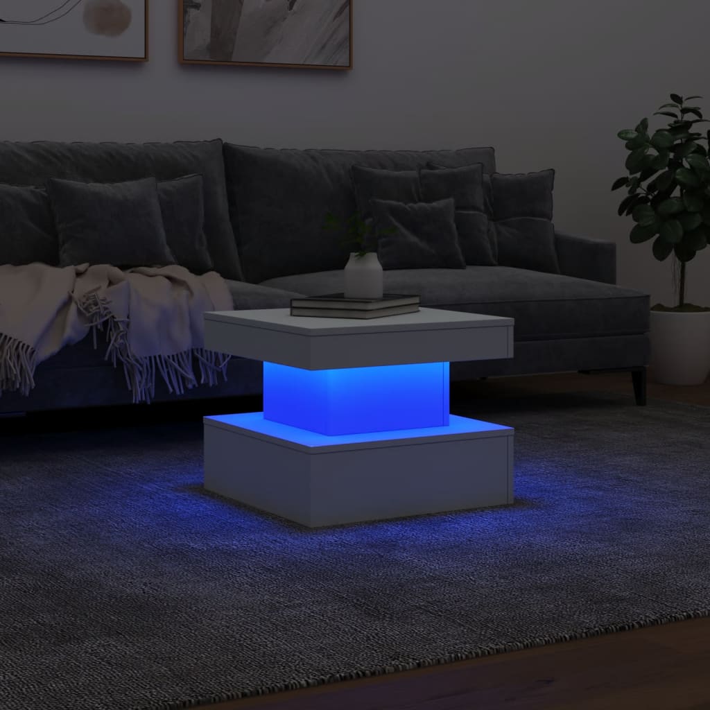 Table basse avec lumières LED blanc 50x50x40 cm - Tables basses