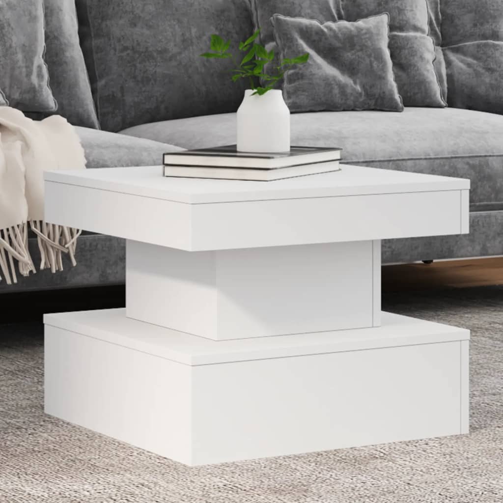 Table basse avec lumières LED blanc 50x50x40 cm - Tables basses