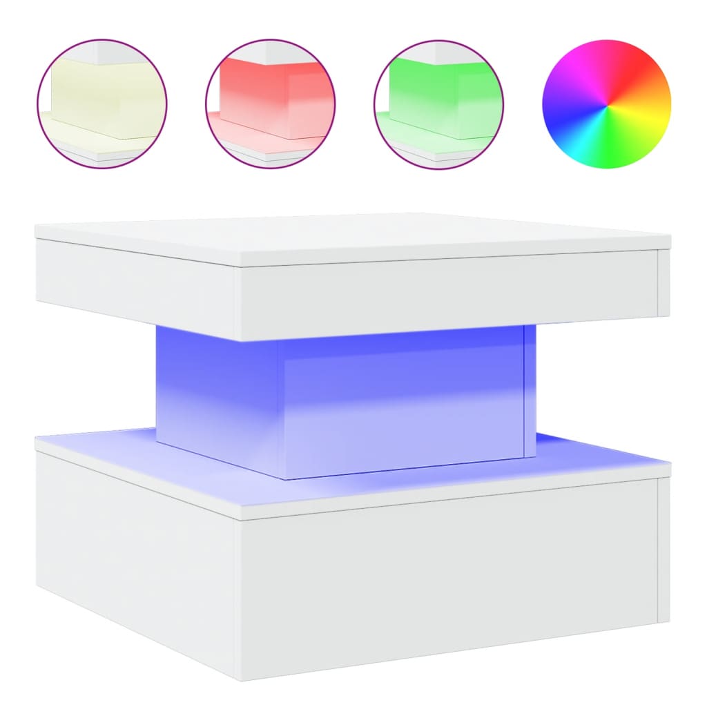 Table basse avec lumières LED blanc 50x50x40 cm - Tables basses