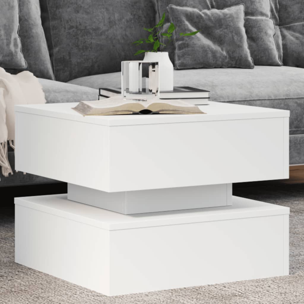 Table basse avec lumières LED blanc 50x50x40 cm - Tables basses