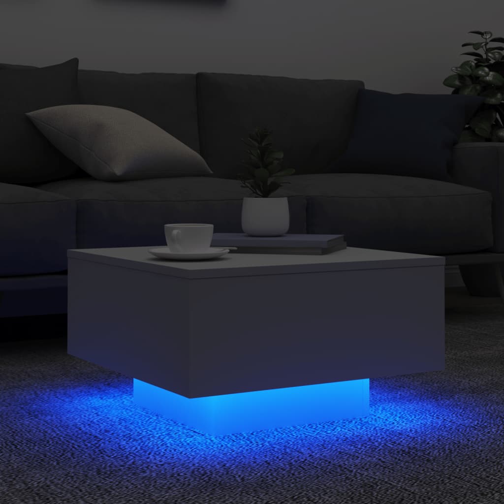 Table basse avec lumières LED blanc 55x55x31 cm - Tables basses