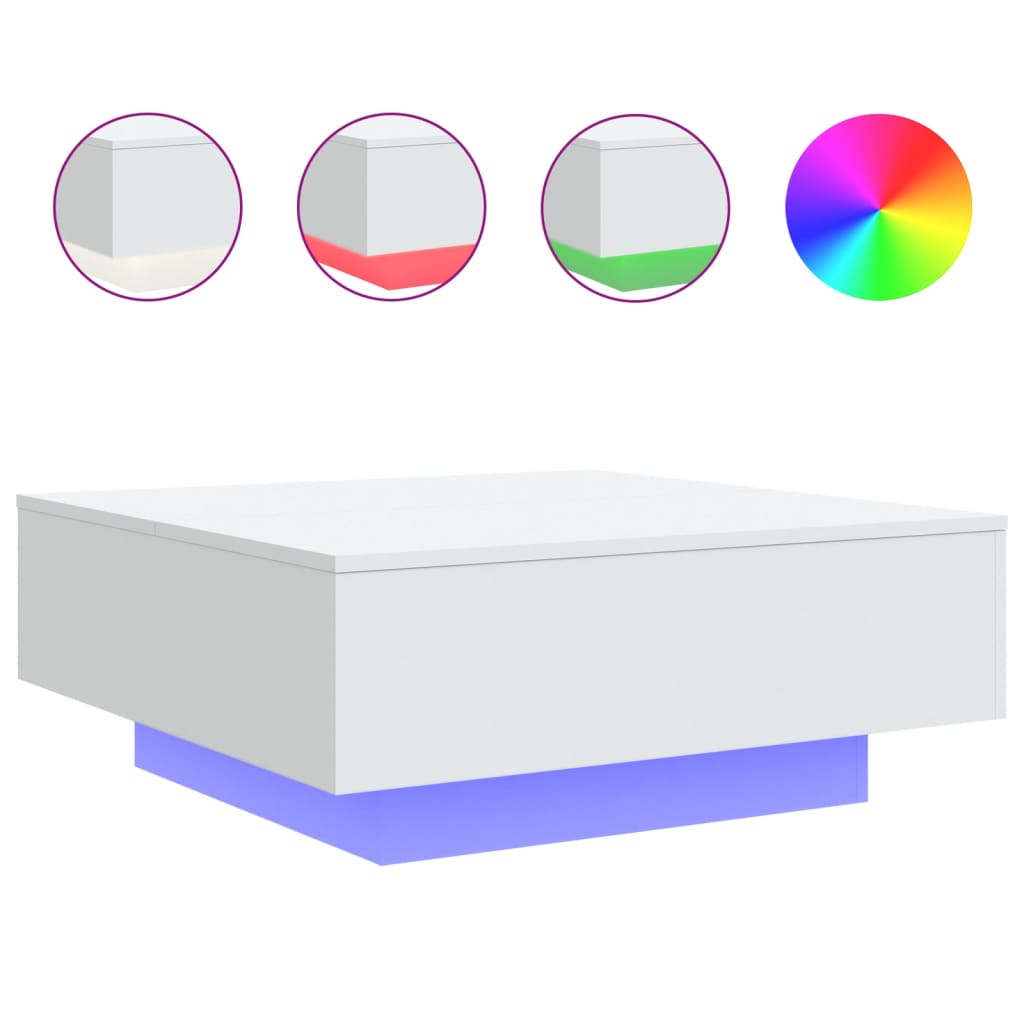 Table basse avec lumières LED blanc 80x80x31 cm - Tables basses