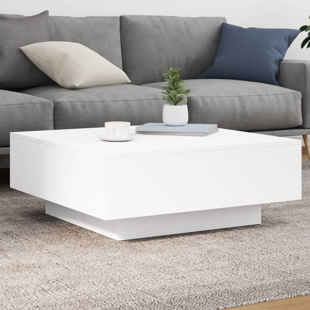 Table basse avec lumières LED blanc 80x80x31 cm - Tables basses