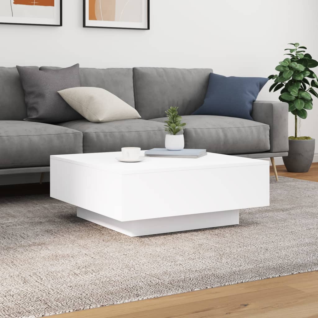 Table basse avec lumières LED blanc 80x80x31 cm - Tables basses
