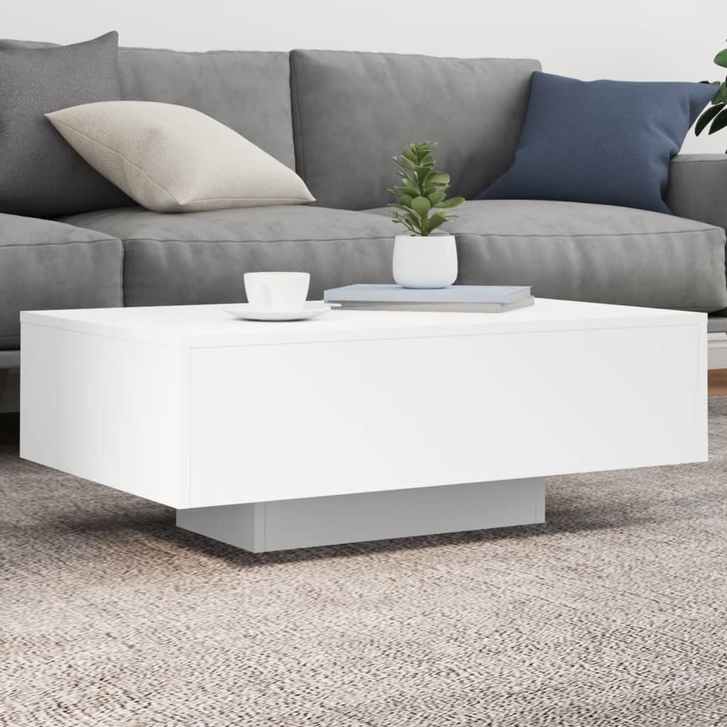 Table basse avec lumières LED blanc 85x55x31 cm - Tables basses
