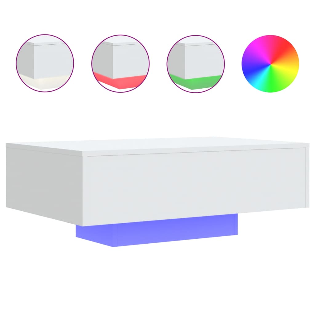 Table basse avec lumières LED blanc 85x55x31 cm - Tables basses
