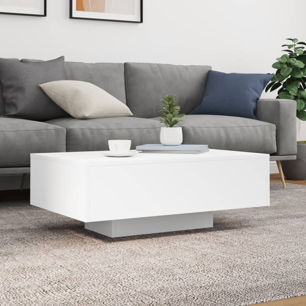 Table basse avec lumières LED blanc 85x55x31 cm - Tables basses