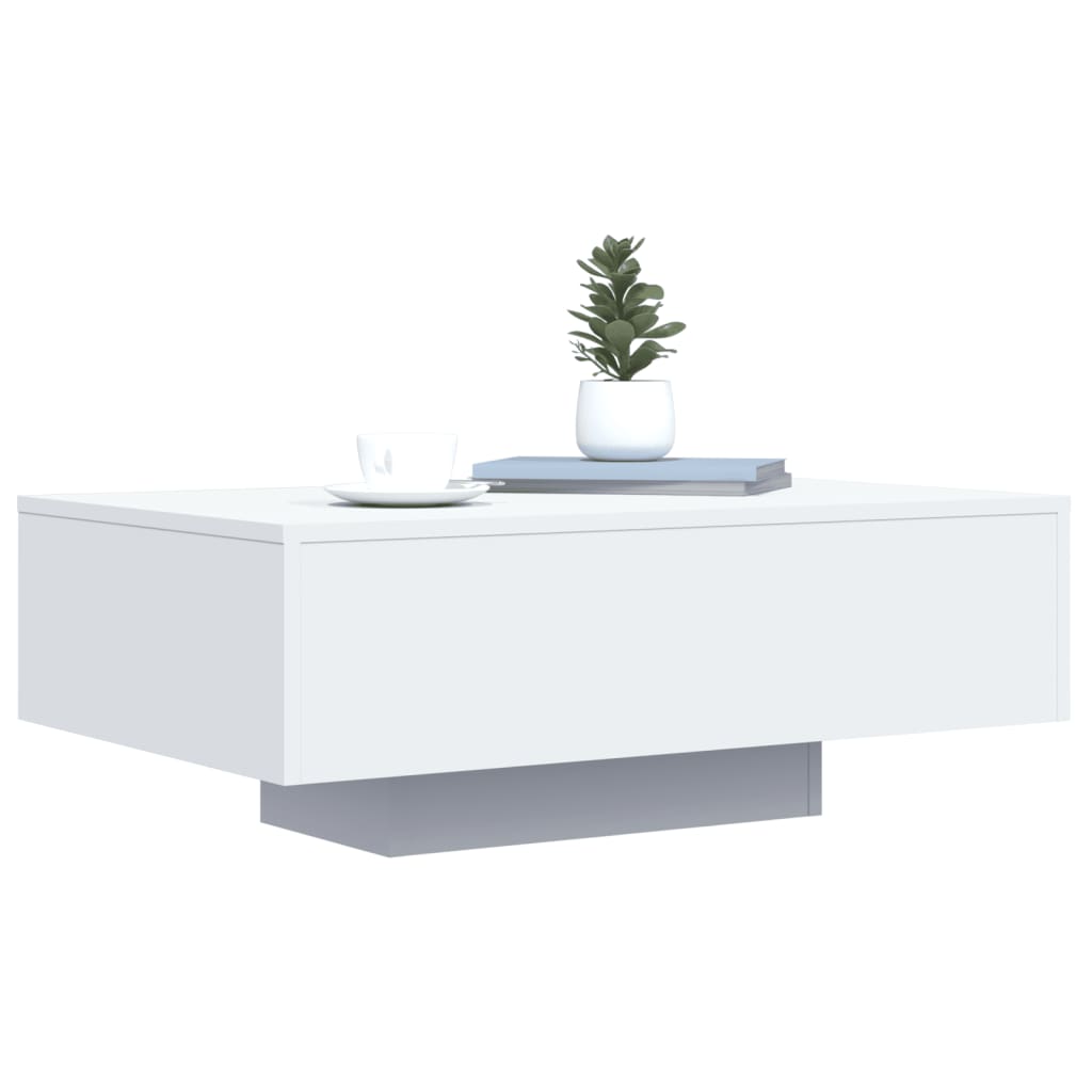 Table basse avec lumières LED blanc 85x55x31 cm - Tables basses