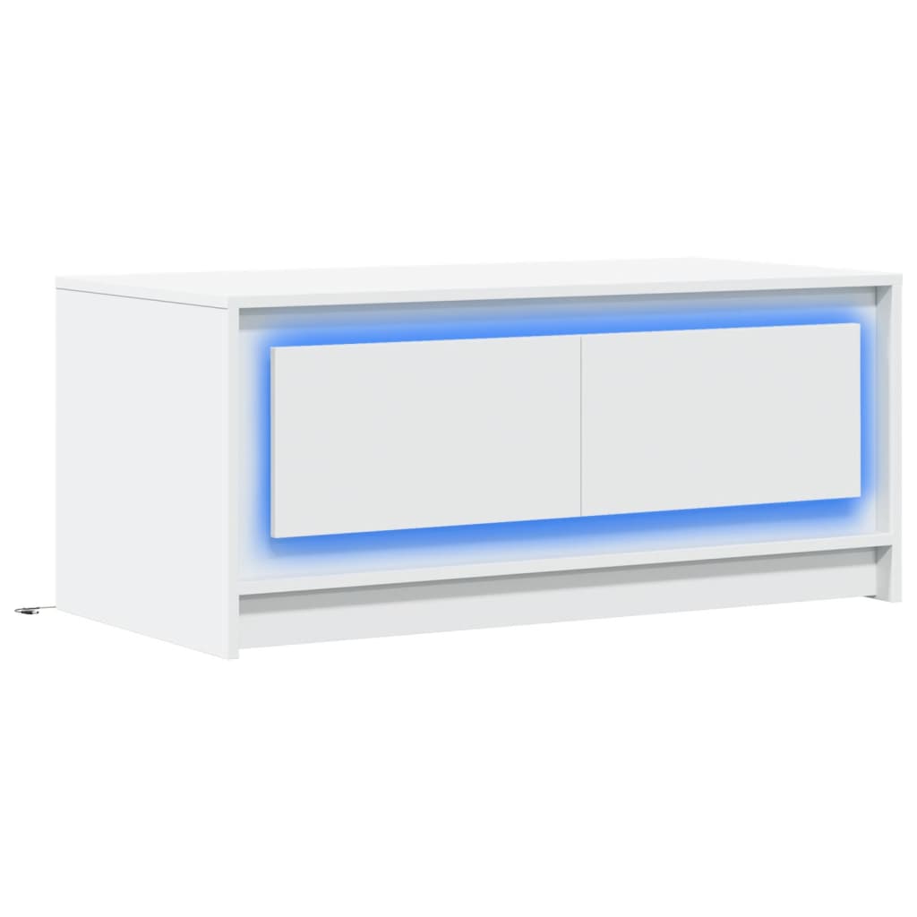 Table basse avec lumières LED blanc bois d’ingénierie - Tables basses