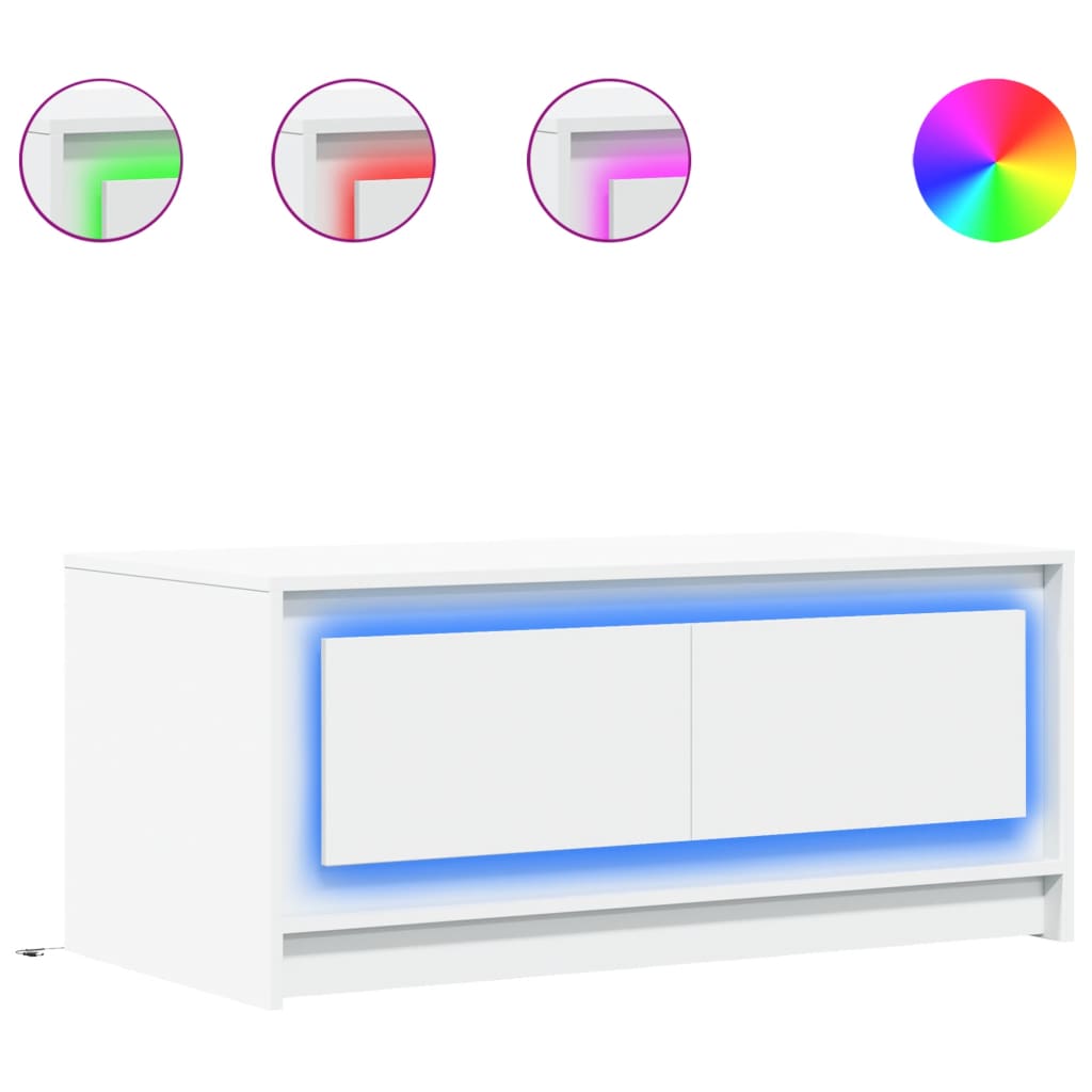 Table basse avec lumières LED blanc bois d’ingénierie - Tables basses