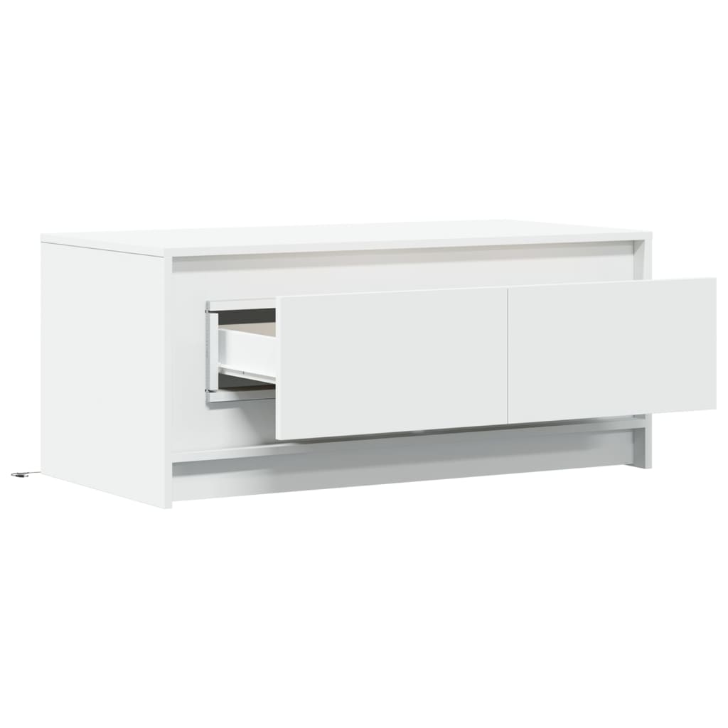 Table basse avec lumières LED blanc bois d’ingénierie - Tables basses