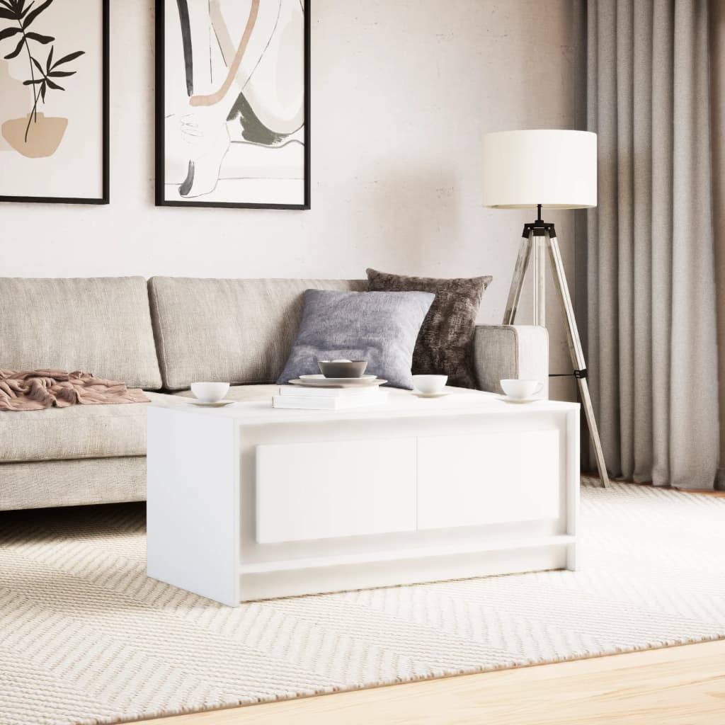 Table basse avec lumières LED blanc bois d’ingénierie - Tables basses