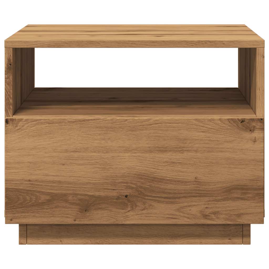 Table basse avec lumières LED chêne artisanal 50x49x40 cm - Tables basses