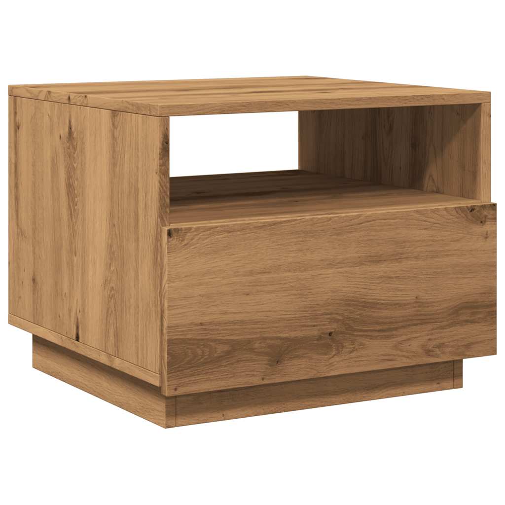 Table basse avec lumières LED chêne artisanal 50x49x40 cm - Tables basses