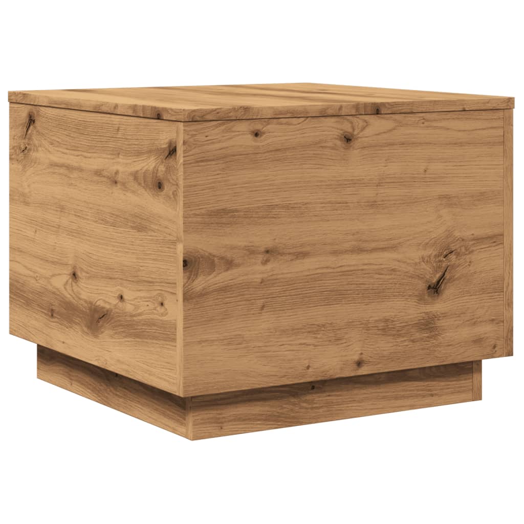 Table basse avec lumières LED chêne artisanal 50x50x40 cm - Tables basses