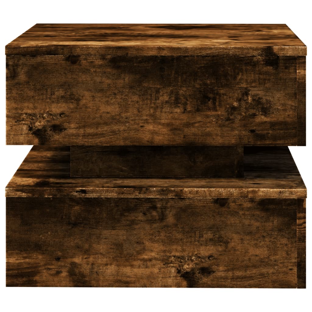 Table basse avec lumières LED chêne fumé 50x50x40 cm - Tables basses