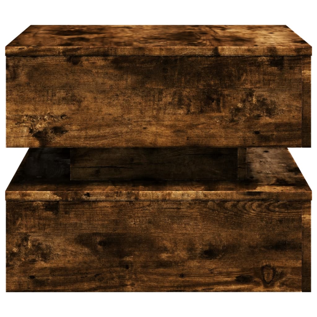 Table basse avec lumières LED chêne fumé 50x50x40 cm - Tables basses